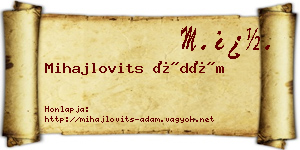 Mihajlovits Ádám névjegykártya