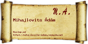 Mihajlovits Ádám névjegykártya